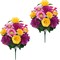 14-Stem Cemetery Flowers for Grave – Silk Peony & Daisy Bouquet, 19.3” Multicolor Artificial Flowers for Headstones, Vases, and Outdoor Memorial Decorations (2 Pcs)